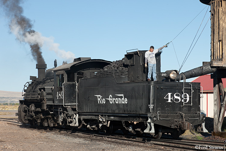 Cumbres and Toltec Scenic Railroad Steam Engine 489 Taking on Water